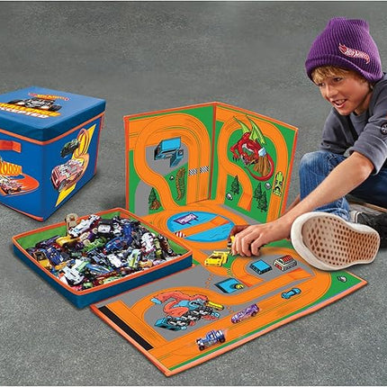 Tara Toy ZipBin 300 Car Storage Cube & Playmat - Holds 300 Cars, Durable Toy Organizer for Kids Age 3+, Playmat and Storage Solution