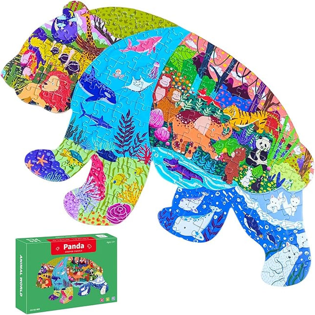Puzzles for Kids Ages 4-8, 180 Piece Panda Animal Shaped Kids Puzzles Jigsaw Puzzles Educational Learning Toys for Kid Boys Girls Ages 4 6 7 8 Christmas Easter Party Favors Gift
