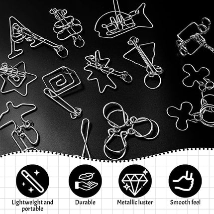 Yilloog Metal Brain Teaser Puzzles Set of 36 with Pouch, Steel IQ Games Physics Mind Metal Puzzles for Adults Basket Stocking Stuffers for Adults Challenge Gifts(Hard)