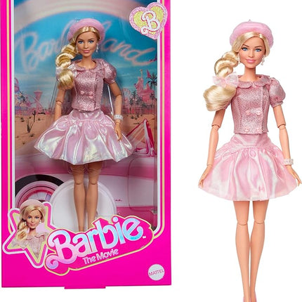 Barbie The Movie Doll, Margot Robbie as, Collectible Wearing Pink Blouse & Skirt Tutu Outfit, with Styled Hair & Matching Jewelry