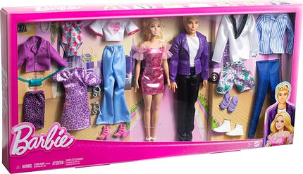 Barbie & Ken Doll Set with 2 Fashion Dolls, Clothes & Accessories, Includes Dresses, Tees, Pants, Swimsuits & More