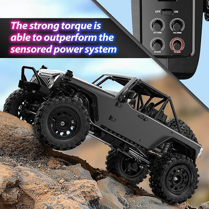 HYPER GO H12Y 1/12 Brushless 4X4 RC Rock Crawlers for Adults, Metal Case Waterproof 4WD Off-Road RC Rock Trucks with Portal Axles, All Terrain RC Cars with 2 Battery