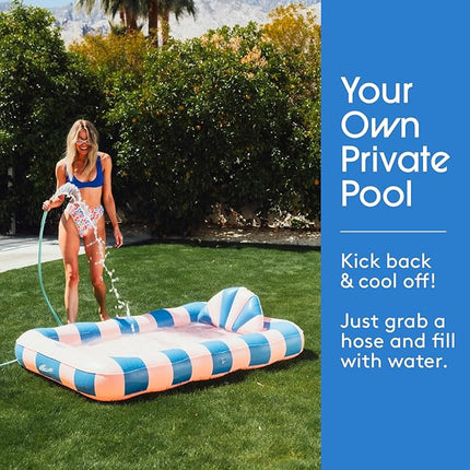 FUNBOY Tanning Pool Lounger Float, XL 72'' x 48'' Pool Float with Custom Pillow and Large Cup Holder, Perfect for Pool or Backyard.