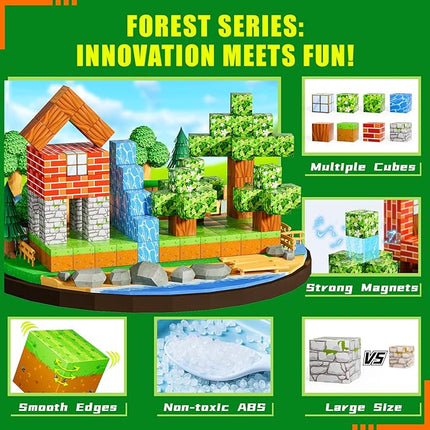 120PCS Magnetic Blocks - Build Magnet World Edition, Magnetic Blocks for Kids Ages 3-5, 4-8, 8-12, for Boys & Girls, STEM Montessori Sensory Toys for Toddlers Gifts for 3+ Years Old