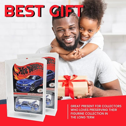 EVORETRO Hot Wheels Mainline Cars Acrylic Display Case, Pack of 2 – Clear Protective Cover for Collectibles, Scratch-Resistant and Stackable Design – for Showcasing Your Diecast Models