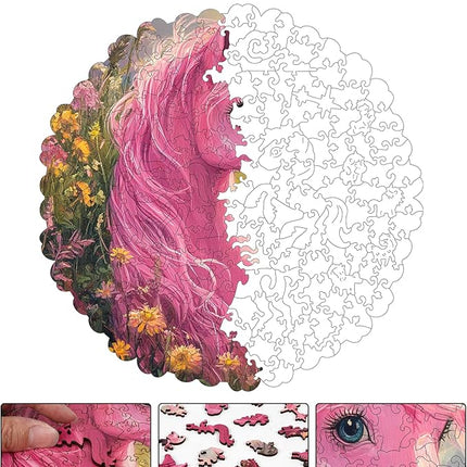 Wooden Puzzles for Adults, Cute Horse Jigsaw Puzzles 500 Pieces, Adults Puzzles, Best Gifts for Puzzle Lover, Family Brain Game, 16.5x16.3 inch