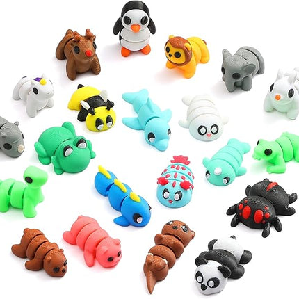 21 pcs Mini 3D Printed Animal Figurines, Flexible Articulated Fidget Toys, Cute Desk Decor, Party Favors, Goodie Bag Stuffers, Gifts for Kids Carnival Prizes Graduation Rewards (21pcs)