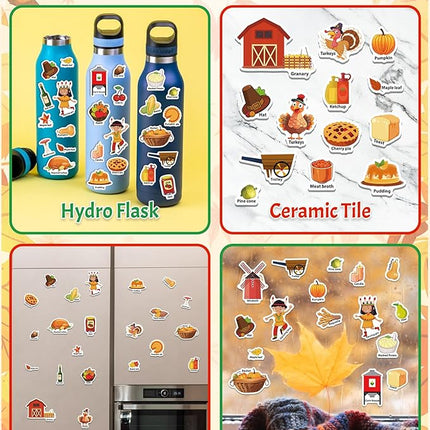 Benresive Reusable Sticker Book for Toddlers 2-4 Years, Fun Travel Stickers for Kids, Waterproof Sticker Books for Toddlers 1-3, Crafts Activities for Todddlers 1-3 2-4 3-5 - Thanksgiving