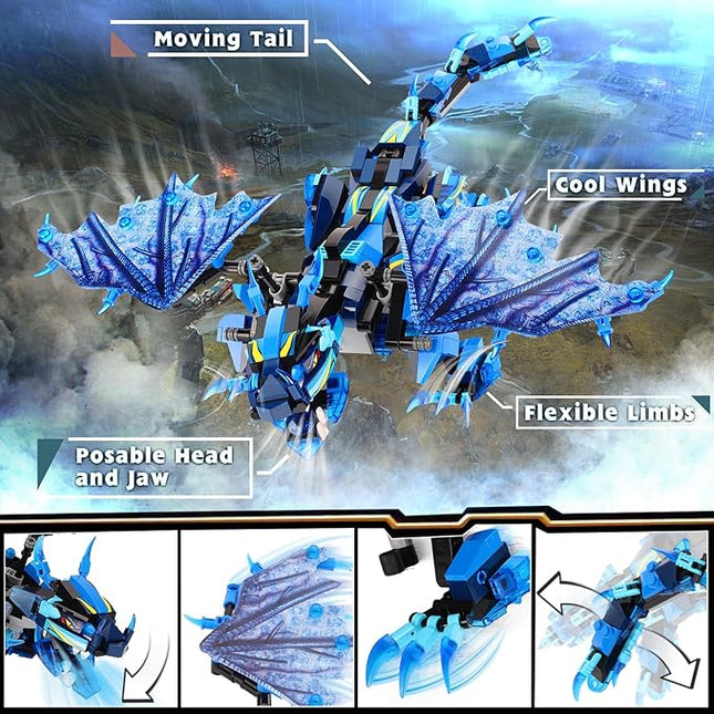 OASO Dragon Building Kit with Remote Control STEM Gifts for Boys Kids Ages 8-12, Coding Buildable Technic Toys for Birthday with 549 Pieces