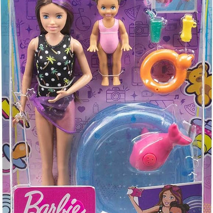 Barbie Skipper Babysitters Inc Playset with Skipper Doll, Color-Change Small Doll, Pool, Squirt Whale Toy & Accessories