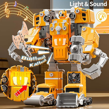 Toys for Ages 5-7, 5-in-1 Take Apart Construction Vehicle Trucks Transform to Robot, 5 6 7 8 Year Old Boy Christmas Birthday Gift Ideas, Robot Toys for Kids 4-8