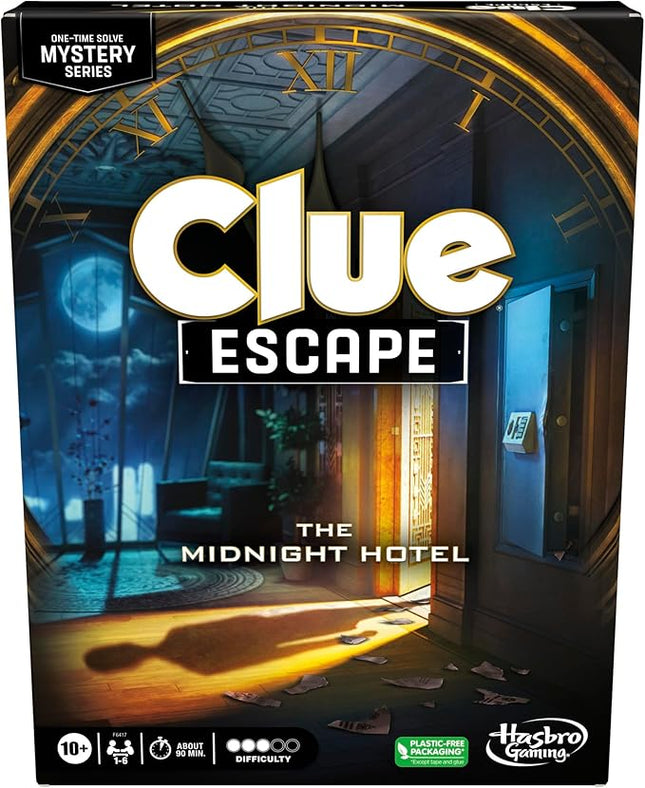 Clue Escape: The Midnight Hotel Board Game, Clue Escape Room Game, 1-Time Solve Mystery Games, Family Games for Ages 10+, 1-6 Players, 90 Mins. Avg.