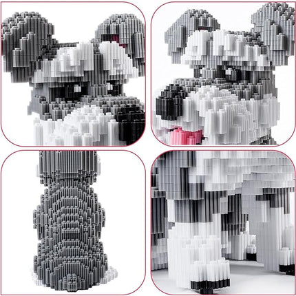 Schnauzer Dog Model Micro Building Blocks Set - Advanced 3D Puzzle for Adults, 7100-Piece Complex Animal Brick Building Kit, Collector's Display Toy for Teens 14+ Adults, Stress Relief Creative Gift