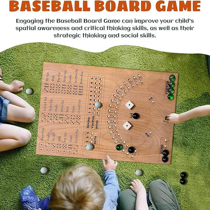 Baseball Dice Board Game for Kids Adults Gift Wooden Fun Baseball Board Game with dice for Game Nights, Parties,Holiday Gatherings