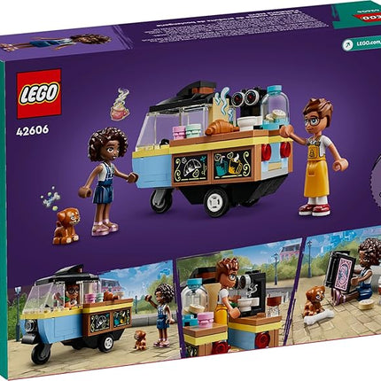 LEGO Friends Mobile Bakery Food Cart Playset, Cooking Toy for Pretend Play, Small Gift for Kids, Girls and Boys Ages 6 and Up with Aliya and Jules Mini-Dolls, Aira Dog Figure and Food Toys, 42606