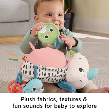 Fisher-Price Newborn Toy Planet Friends Tummy Time Roaming Rhino Plush with Sensory Activities for Babies Ages 0+ Months