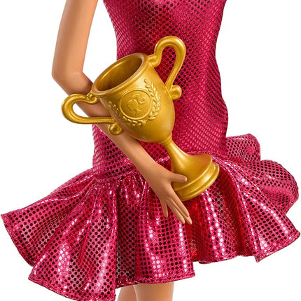 Barbie Ballroom Dancer Fashion Doll with Red Ruffle Dress, Dancing Shoes & Brown Styled Hair, Dancing Trophy Accessory