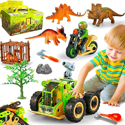 HOMETTER Dinosaur Building Toys, STEM Learning Toys, Construction Engineering Kit for Kids, Creative Set Capturing Dinosaurs Game Christams Ideas Gift for Boys Age 4 5 6 7 8 9 10+ Years Old