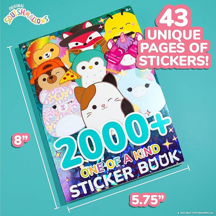 Original Squishmallows 2000+ One of a Kind Sticker Book, 43 Sticker Sheets, Kawaii Squishmallows Stickers for Water Bottle, Notebooks, Party Favor Bags, Cute Stickers & Sticker Books for Kids Ages 4-8
