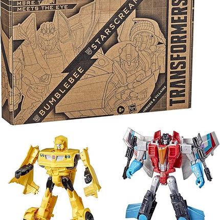 Transformers Toys Heroes and Villains Bumblebee and Starscream 2-Pack Action Figures - for Kids Ages 6 and Up, 7-inch (Amazon Exclusive)