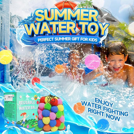 90 Pcs Reusable Water Balls, Reusable Water Balloons for Outdoor Toys and Games, Water Toys for Kids and Adults Boys and Girls - Summer Toys Ball for Pool and Backyard Fun