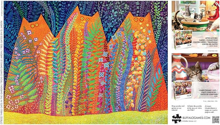 Buffalo Games - Kathryn Kramer Waters - Three Cats in The Garden - 750 Piece Jigsaw Puzzle for Adults -Challenging Puzzle Perfect for Game Nights - Finished Size is 24.00 x 18.00