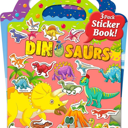Benresive Reusable Sticker Books for Kids 2-4, Sticker Books for Toddlers 1-3 2-4, Toddler Travel Toys Activities Crafts Gifts - Ocean, Fairy and Dinosaur