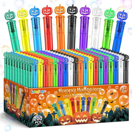 200 PCS Bubble Wands, Halloween Party Favors for Kids, Halloween Kids Goodie Bag Stuffers, Great Halloween Treats Toys, Girls Boys Classroom Prizes (10 Colors)