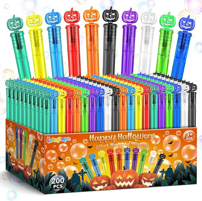 200 PCS Bubble Wands, Halloween Party Favors for Kids, Halloween Kids Goodie Bag Stuffers, Great Halloween Treats Toys, Girls Boys Classroom Prizes (10 Colors)