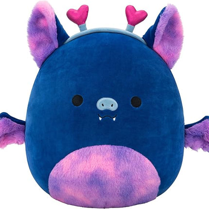 Squishmallows Original 14in Milan The Navy Blue Fruit Bat with Heart Headband – Official Jazwares Plush (Large)