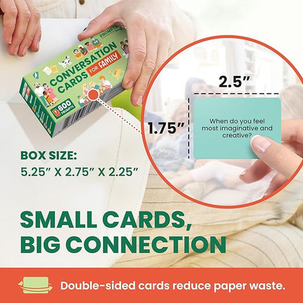 600 Conversation Cards for Families – Fun Family Game for Kids and Adults During Game Night, Family Dinner, or Road Trips – Five Get to Know You Question Categories on 2.5" x 1.75" Cards