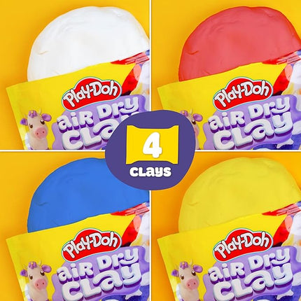 Play-Doh Air Dry Clay Bundle, 4 Squishy Air-Dry Clays in 4 Colors, Arts and Crafts Supplies, Modeling Clay, Fun Activities, Sculpting and Pottery for Kids