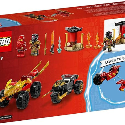 LEGO NINJAGO Kai and Ras’ Car and Bike Battle 71789 Beginner Building Toy Set, Features a Ninja Car Toy and Bike Plus 2 Minifigures, Birthday Gift for Toddlers and Kids Who are Little Ninja Fans