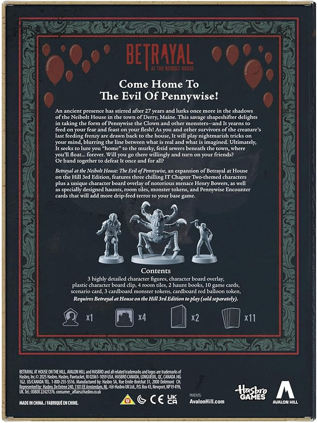 Avalon Hill Betrayal at The Neibolt House: The Evil of Pennywise Expansion | Ages 17+ | 3-6 Players
