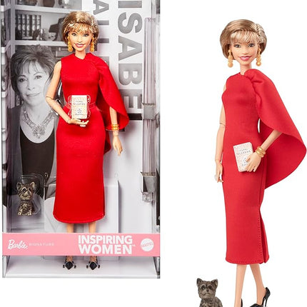 Barbie Inspiring Women Doll, Isabel Allende Collectible with in Red Dress with Book Accessory & Pet