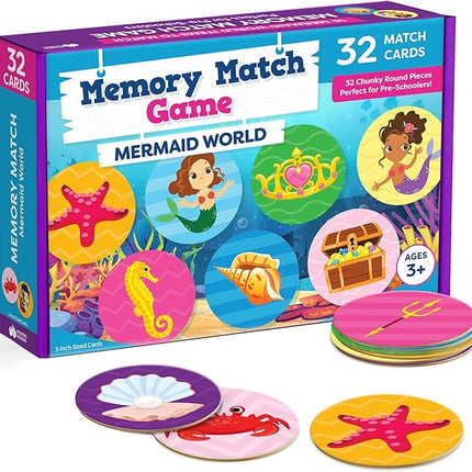 Mermaid Toys for Girls 4-6 Matching Game - Memory Game for Kids - Girls Toys 4-5 - Mermaid Gifts - 4 Year Old Girl Birthday Gifts - Kids Games Preschool Educational Toys