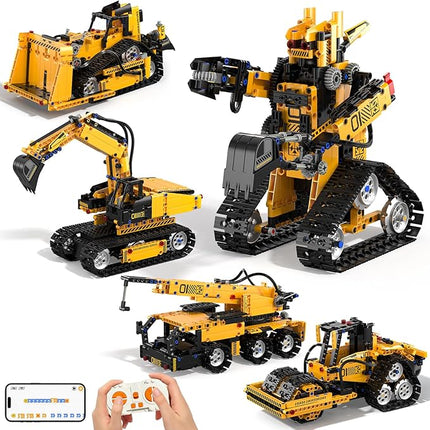5 in 1 STEM Robot Building Kit, 535 Pcs Remote Control Excavator Science Educational Kit, Technic Coding Robotic Toys Gift for Kids 6 7 8 9 10 11 12+ Years Old Boys Girls