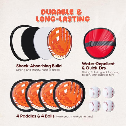 Playzap Toss and Catch Ball Set - Ultra Soft & Safe Toddler Baseball Gloves Designed for Pain-Free - Kids Games Toys Indoor Outdoor - Great for Yard Beach Pool - Gift for Boys Girls 2-4 5-7 8-10 Years