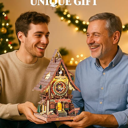 ROKR Cuckoo Clock Mechanical 3D Wooden Puzzle Kit for Adults, DIY Wooden Clock Model Building Set, Unique Home Decor Gift for Women Men