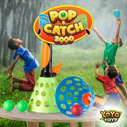 YoYa Toys Pop and Catch Ball Game - Indoor Outdoor Kids Play Activities, Pop-Pass-Catch Games for Camping, Beach Sport, Backyard, Pool - 2 Launcher Baskets, Ages 3 4 5 6 7 8 9 Year Old Boys Girls Gift