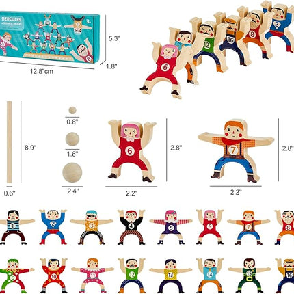 Wooden Stacking Toys,16Pcs Circus Hercules Acrobatic Troupe Interlock Toy,Balancing Building Blocks Game Toddler Puzzle Toys,for 3 4 5 6 Years Old Kids Adults