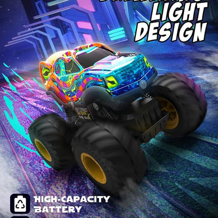 Kraken Monster Truck RC Car, Remote Control Car for Kids Aged 4-8, 1:16 Scale with LED Lights, 2.4GHz Truck Toys, Birthday Gift for 5 6 7 Year Old Boys