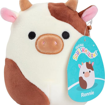 Squishmallows Original 5-Inch Ronnie The Brown Cow - Official Jazwares Plush - Collectible Soft & Squishy Mini Stuffed Animal Toy - Add to Your Squad - Gift for Kids, Girls & Boys