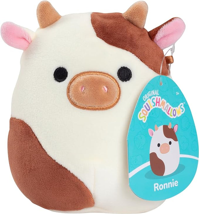 Squishmallows Original 5-Inch Ronnie The Brown Cow - Official Jazwares Plush - Collectible Soft & Squishy Mini Stuffed Animal Toy - Add to Your Squad - Gift for Kids, Girls & Boys