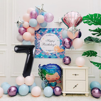 Smlpuame 40 inch Number Balloon 0-9 Black Large Number 7 Balloons,Digital Balloons for Birthday Party Celebration Decorations Supplies, Helium Foil Number Balloons for Wedding Anniversary