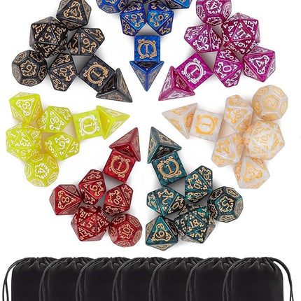 CiaraQ Polyhedral Dice Set - DND Role Playing Dice for Dungeons and Dragons RPG Table Games, Multi-Color, 49pcs