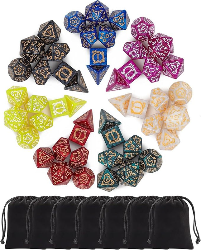 CiaraQ Polyhedral Dice Set - DND Role Playing Dice for Dungeons and Dragons RPG Table Games, Multi-Color, 49pcs