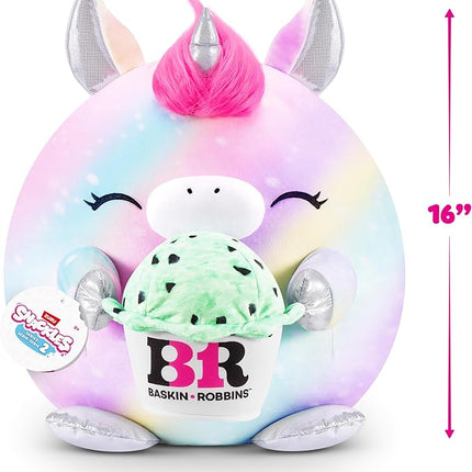 Snackles Series 2 16-inch by ZURU Cuddly Squishy Comfort 16-inch Plush with Licensed Snack Brand Accessory (Unicorn&Baskin-Robbins)