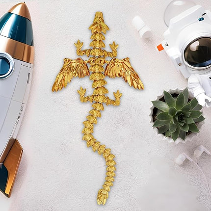 Winged Dragon Surprise Egg 3D Printed Eggs with Dragon Inside Collectible Fantasy Desk Toy Gifts for Kids Adults Christmas Easter Birthdays Holiday Decor(Gold,Large)