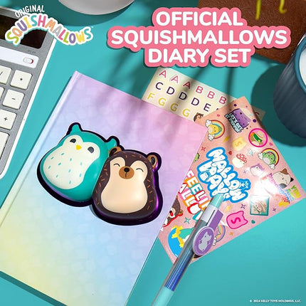 Original Squishmallows Squishy Diary Set, Includes 5 x 7 Diary, 60 Sheets, Kawaii Stickers, Pen, Fun Journaling Kit & Sketchbook for Kids, School Supplies, Journal for Girls